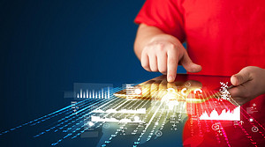 彩色電子科技男子拿著攝影機拍照攝影電子產品背景圖片